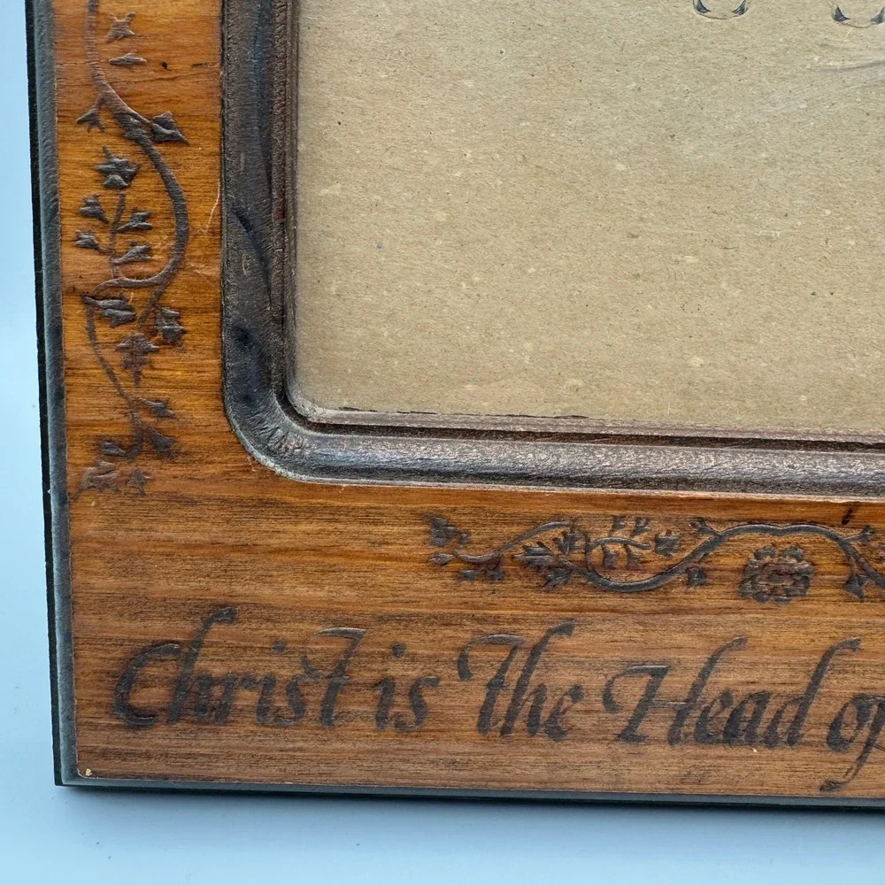 Wood‎ Picture Frame Christ is The Head of This House Floral 5x7 Brown
